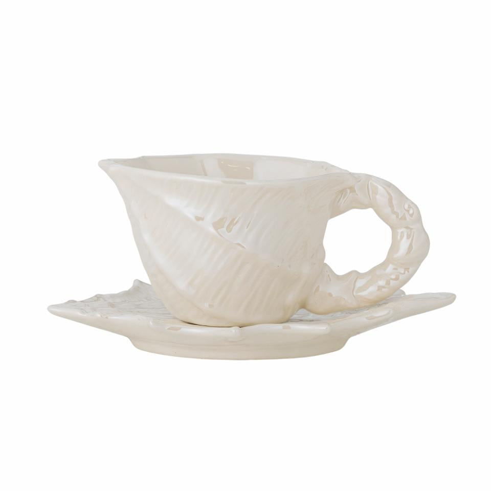 Shellie Cup w/Saucer, White, Stoneware