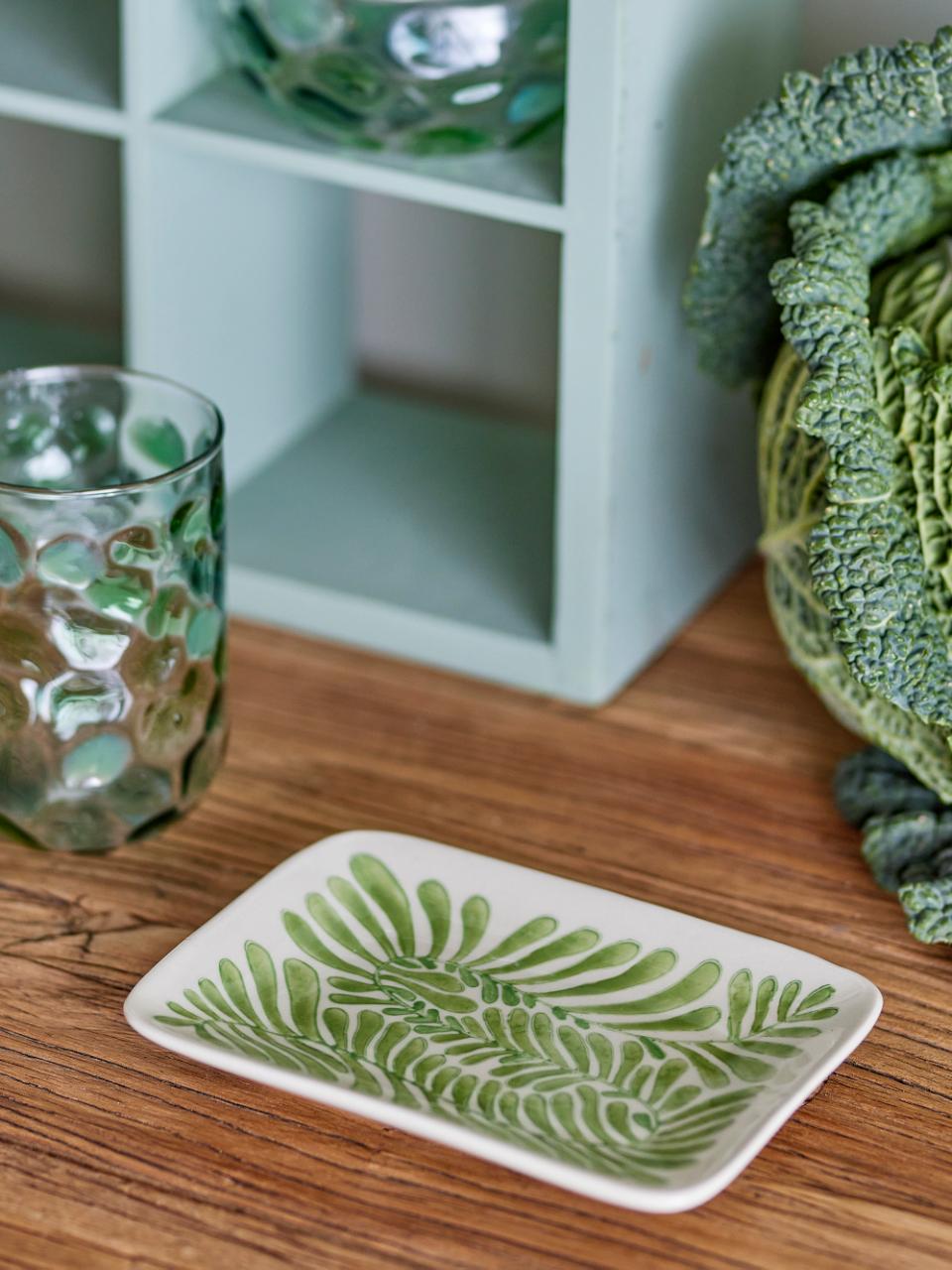 Fauni Plate, Green, Red,Stoneware