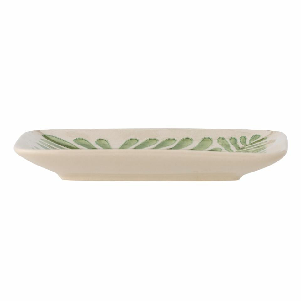 Fauni Plate, Green, Red,Stoneware