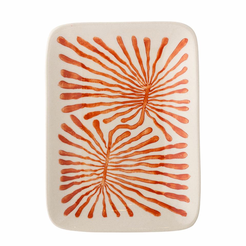 Fauni Plate, Green, Red,Stoneware