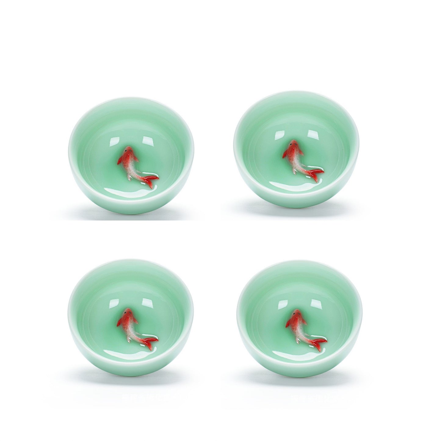 Red Fish Tea Cups