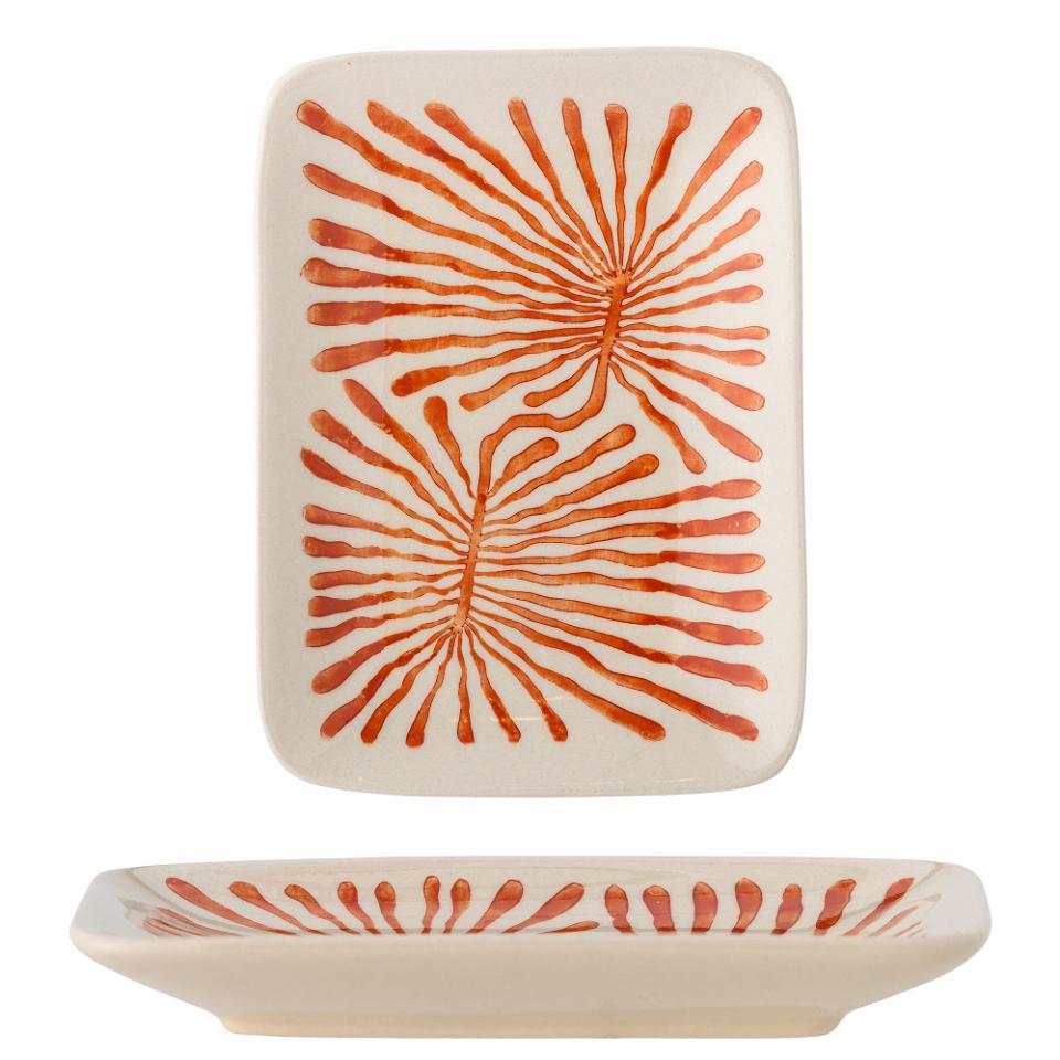 Fauni Plate, Green, Red,Stoneware