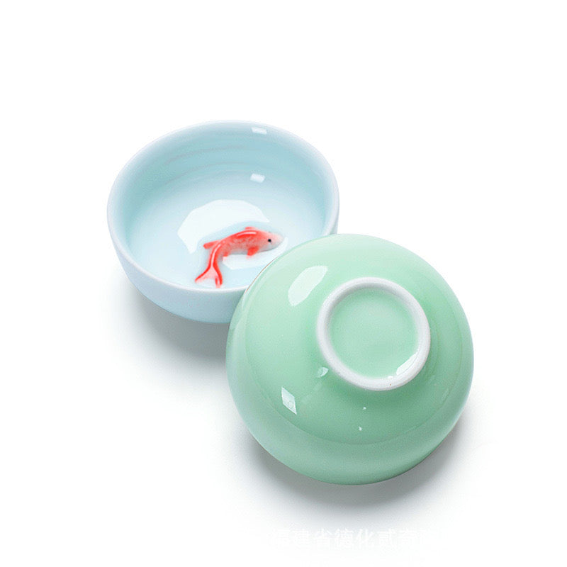 Red Fish Tea Cups