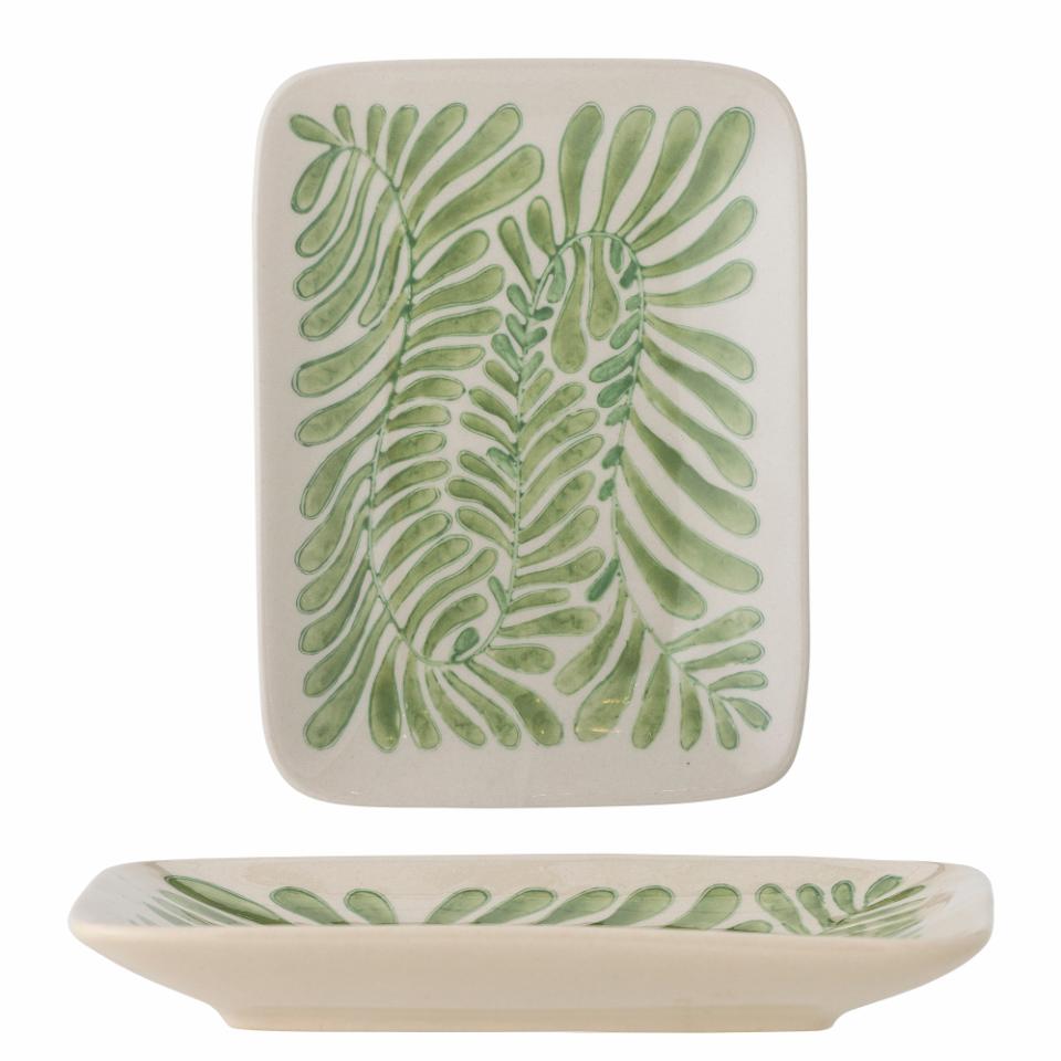 Fauni Plate, Green, Red,Stoneware