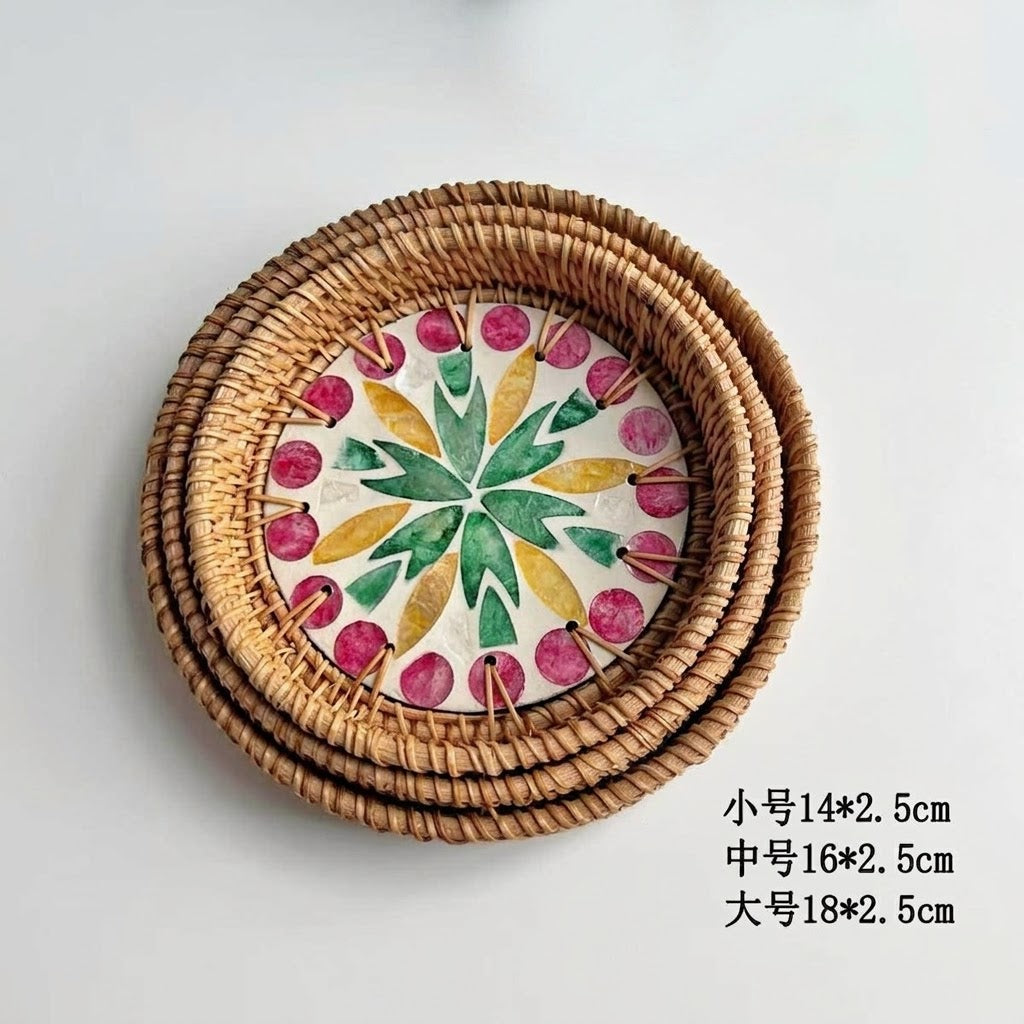 Hand-woven Rattan Trays-Round(3 sizes)