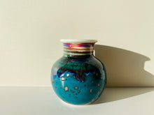 Handmade Turquoise with Gold Speckled Glaze Vases