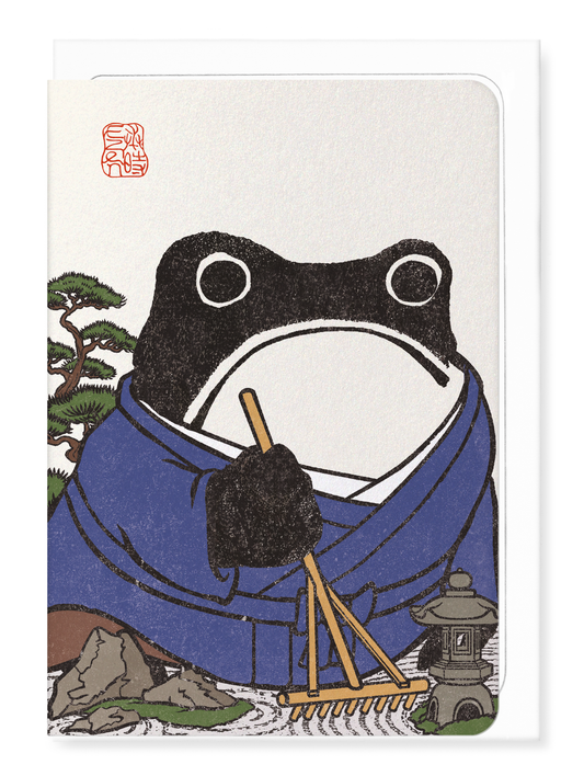 JAPANESE ZEN GARDEN EZEN FROG: Greeting Card