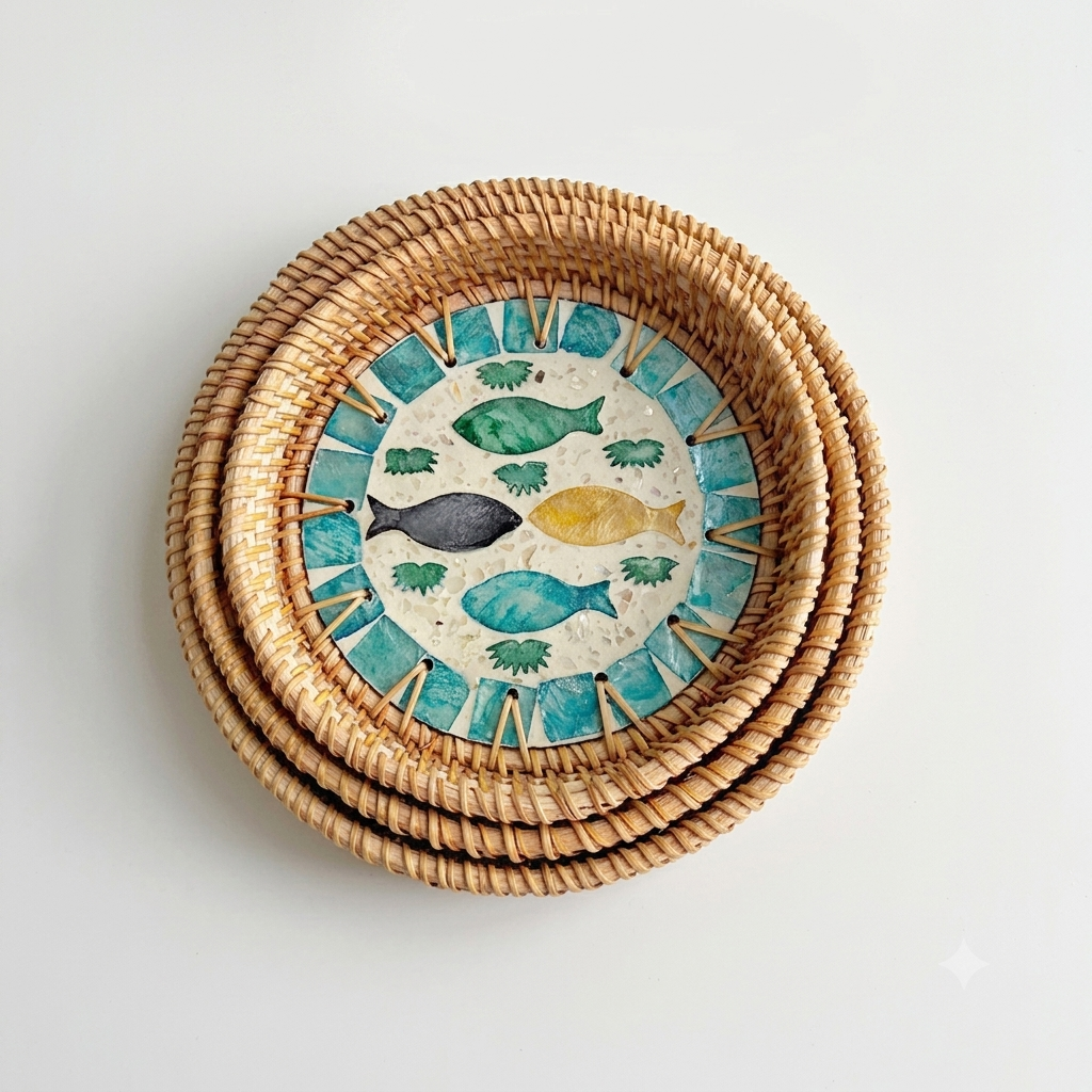 Hand-woven Rattan Trays-Round(3 sizes)