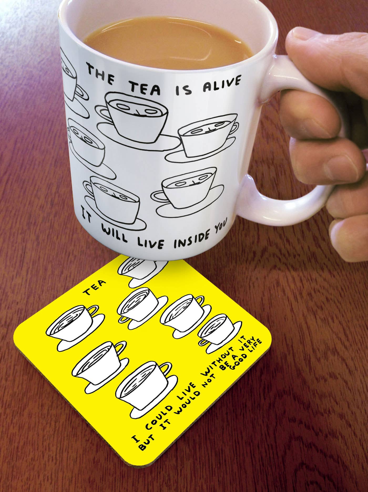 Funny Art Coaster By David Shrigley - Live Without Tea