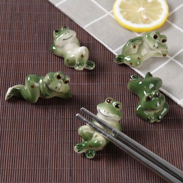 Ceramic Frog Chopstick Rest & Cutlery Holder