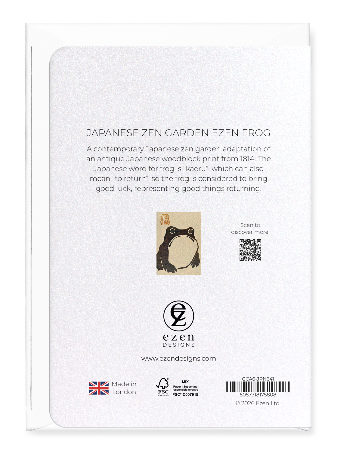 JAPANESE ZEN GARDEN EZEN FROG: Greeting Card