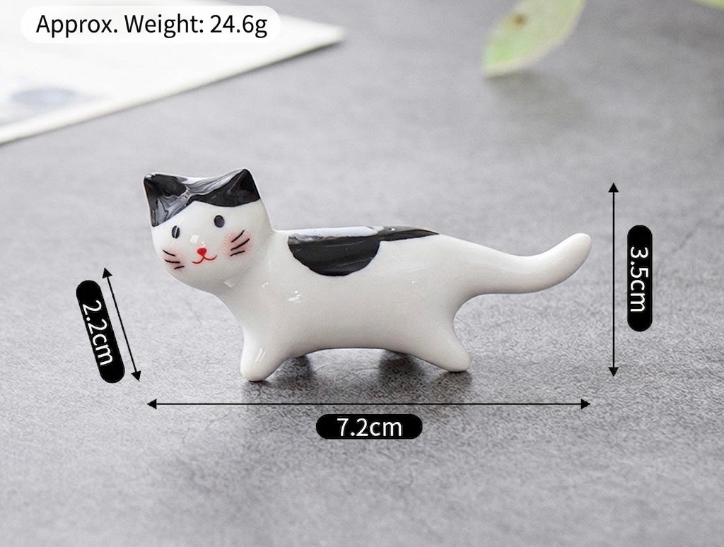 Ceramic Cat Chopstick Rest & Cutlery Holder – Cute Miniature Kitten Tableware Accent