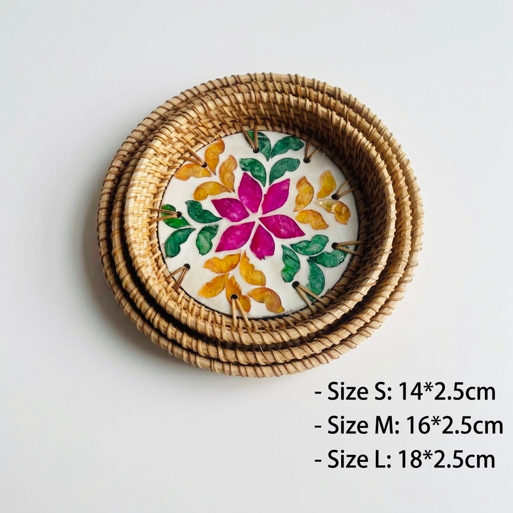 Hand-woven Rattan Trays-Round(3 sizes)