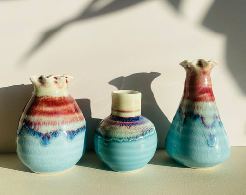Handmade Middle Blue Colour Little Vases