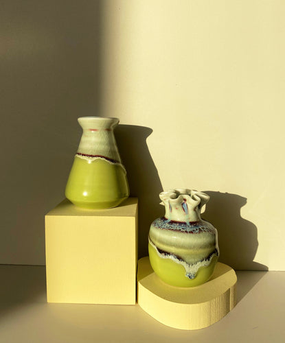Handmade Pale Yellow Green Little Vases