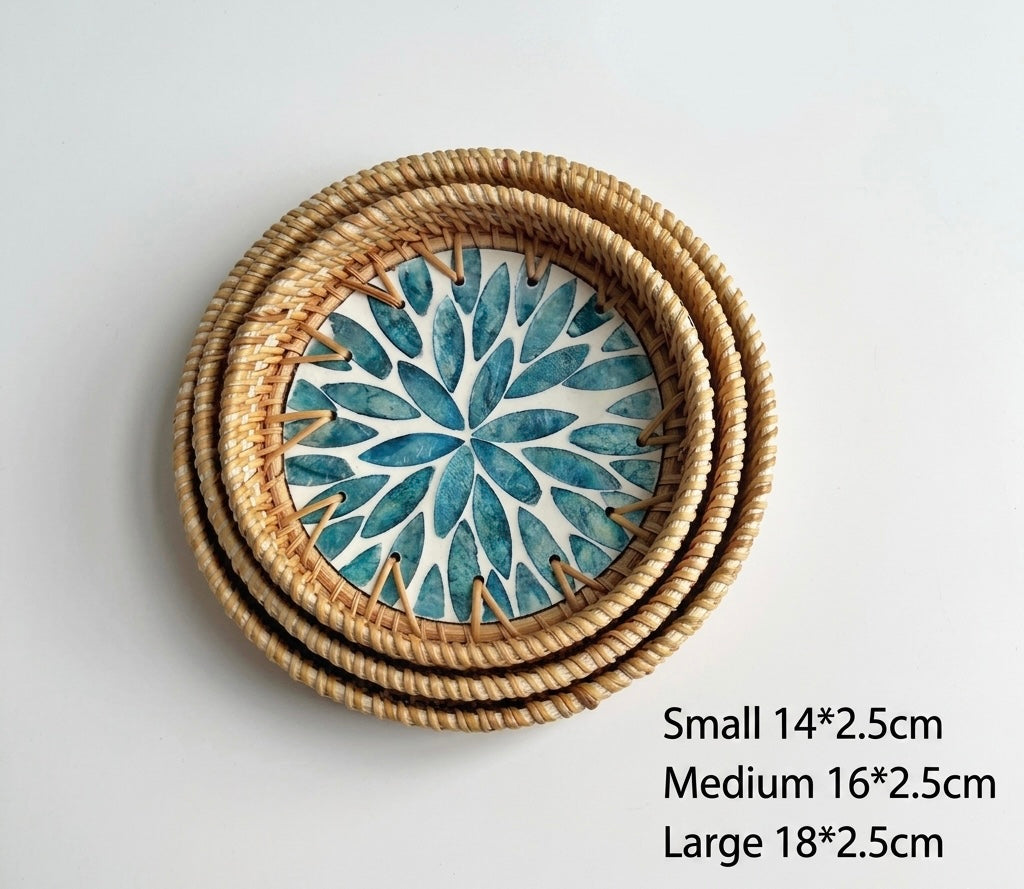 Hand-woven Rattan Trays-Round(3 sizes)