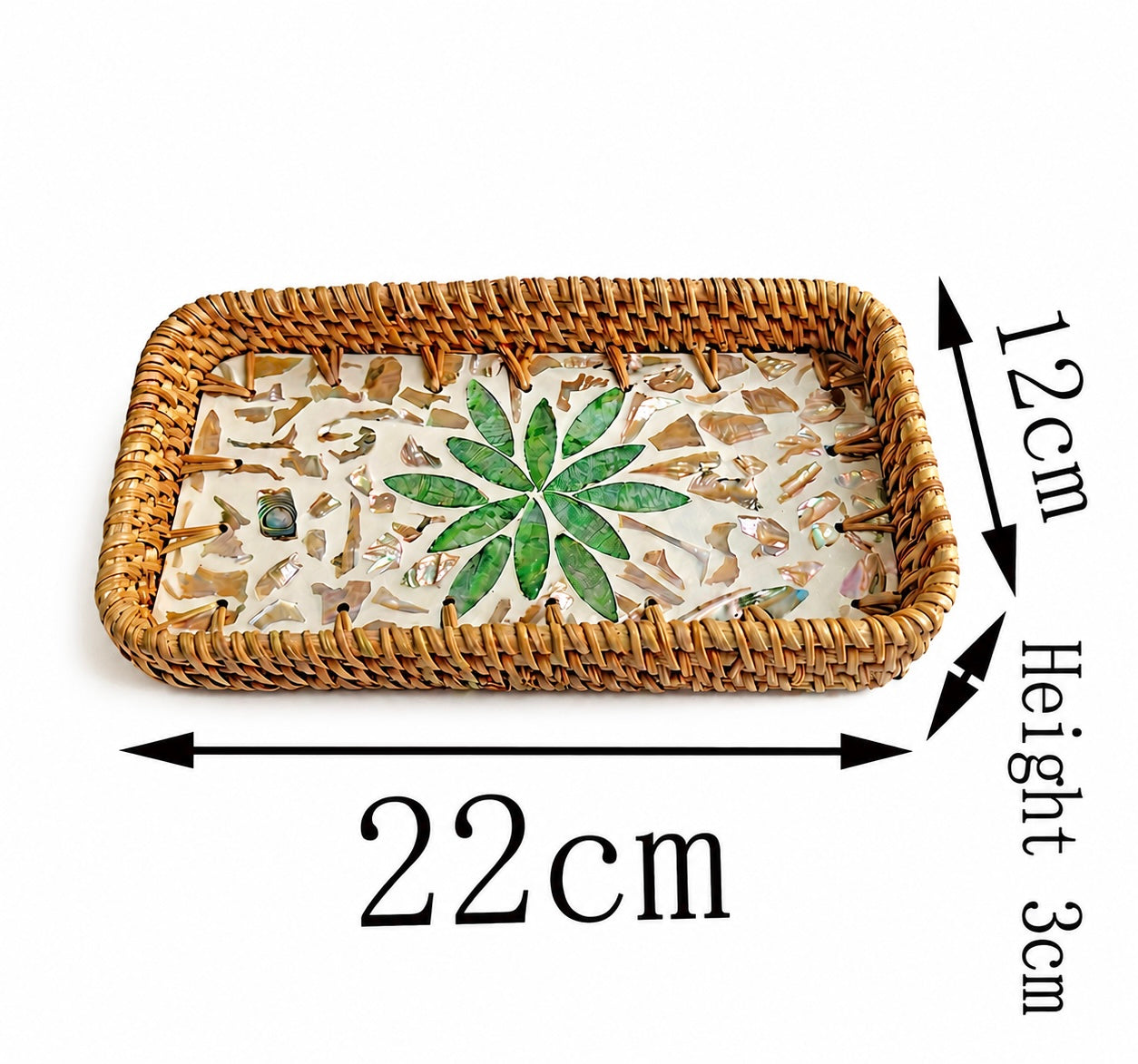 Small Woven Rattan Tray Decorative Organizer 22cm