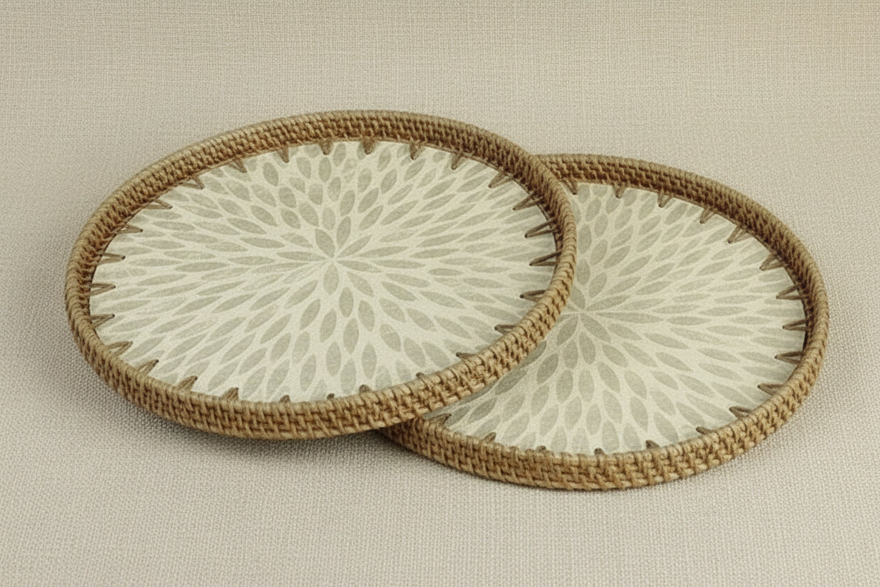 Hand-woven Rattan Trays-Leaf Radiance
