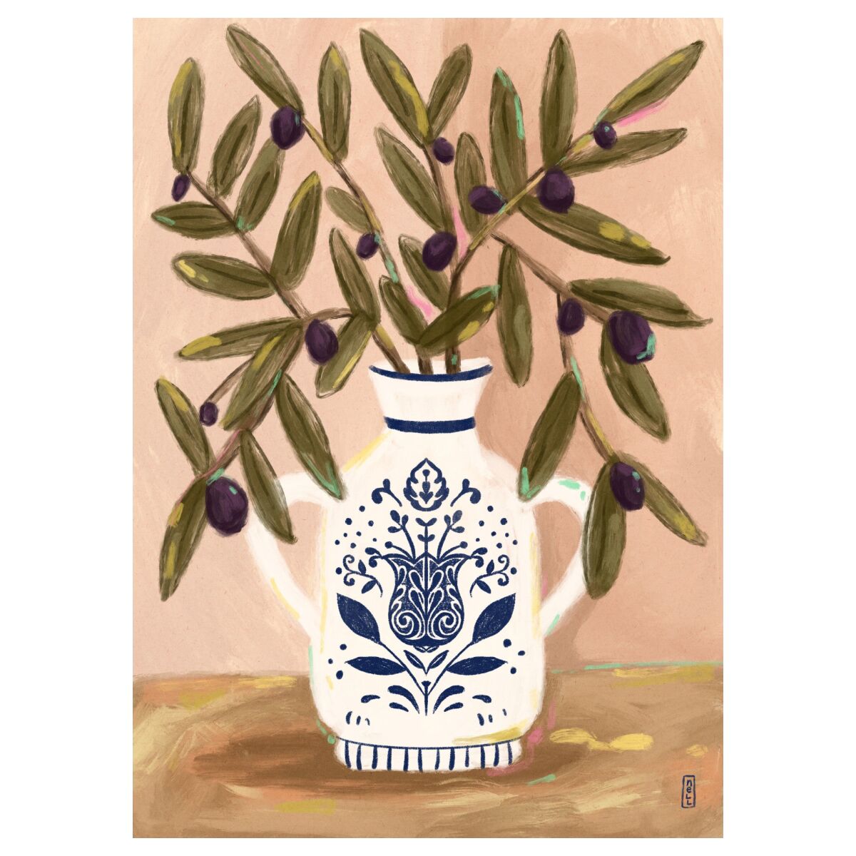 Olive Branches In a Pot Painting