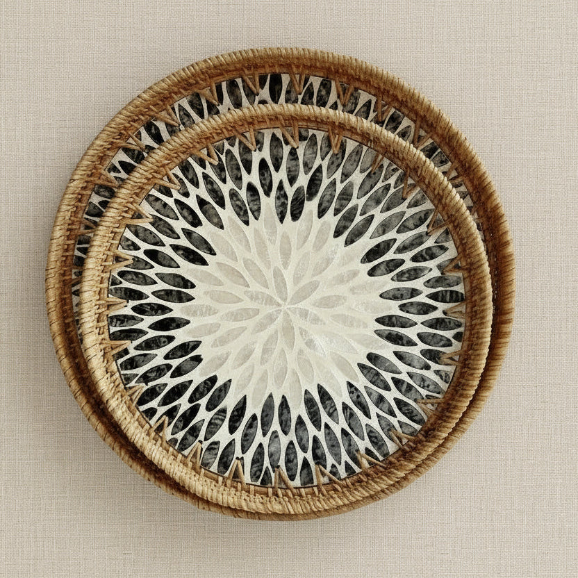 Hand-woven Rattan Trays-Leaf Radiance