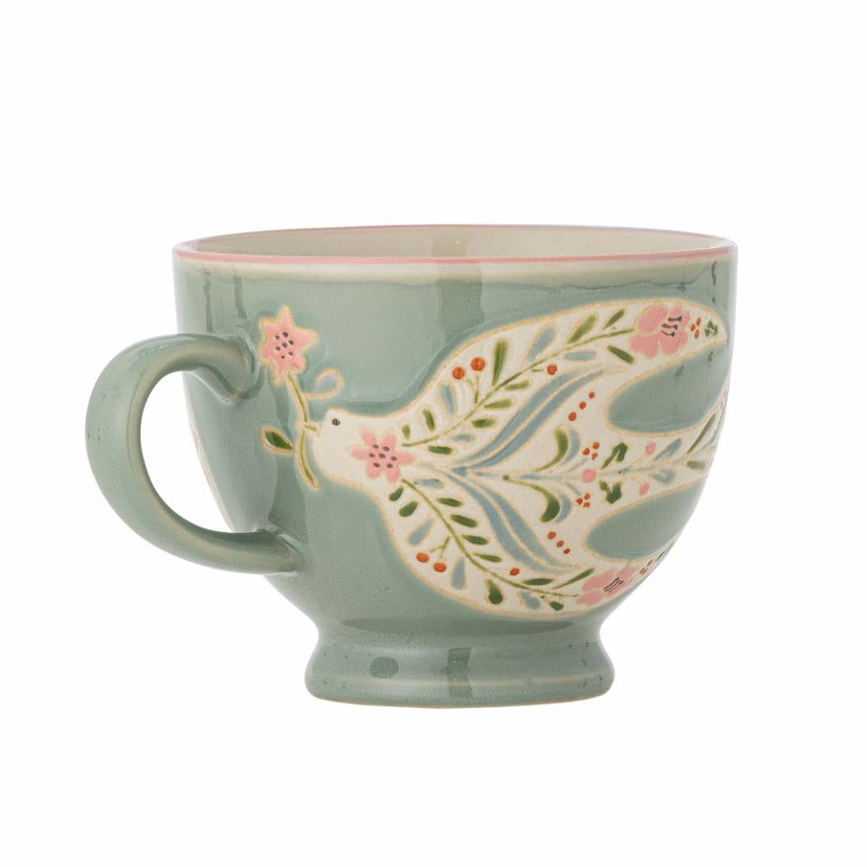 Rosalynde Mug, White, Green,Stoneware