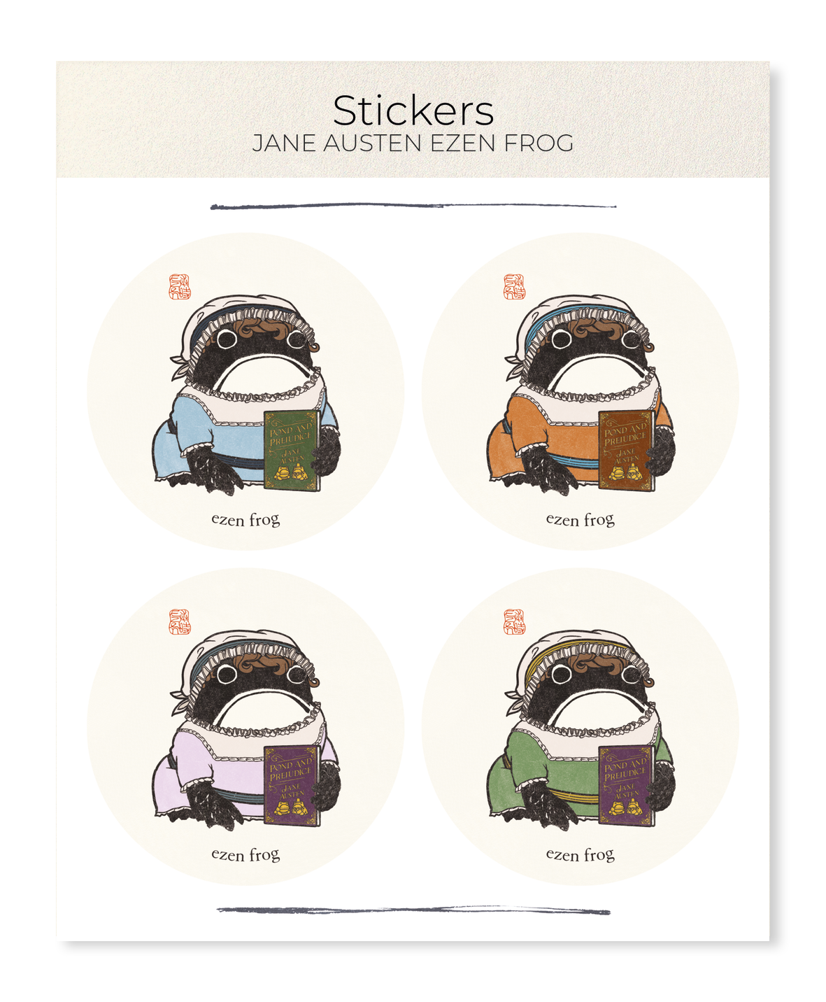 JANE AUSTEN EZEN FROG: Sticker Set
