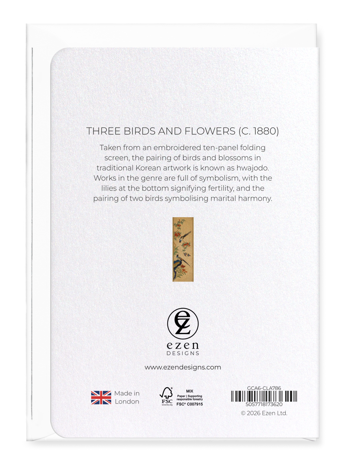 THREE BIRDS AND FLOWERS (C. 1880): Animal Greeting Card