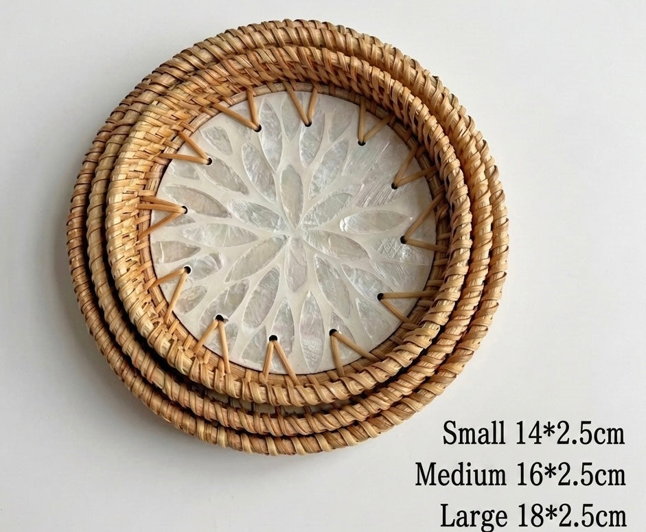 Hand-woven Rattan Trays-Round(3 sizes)