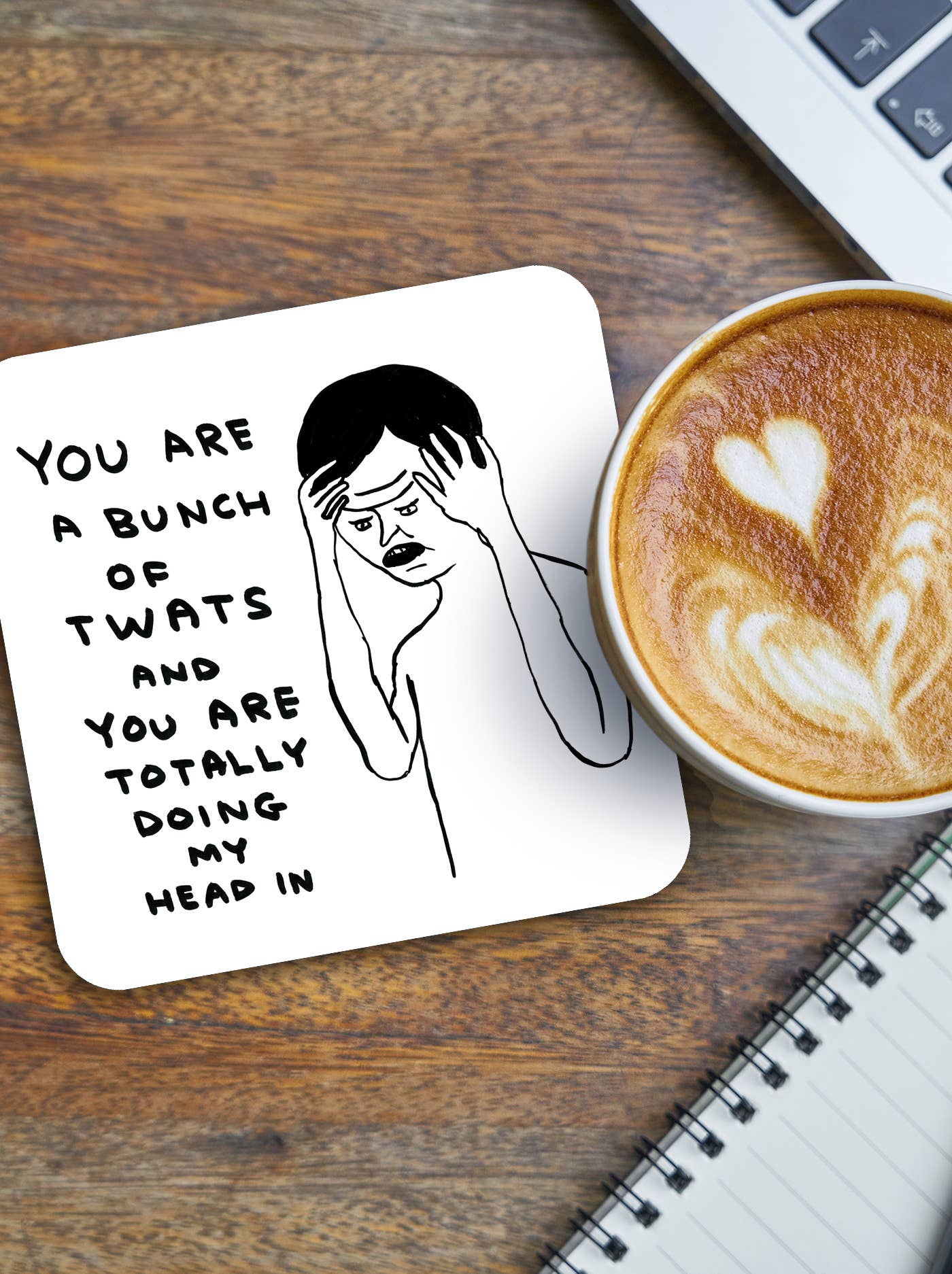 Funny Art Coaster By David Shrigley - Bunch Of Twats