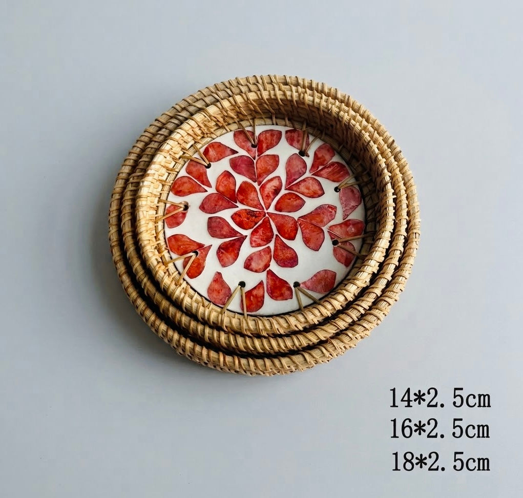 Hand-woven Rattan Trays-Round(3 sizes)