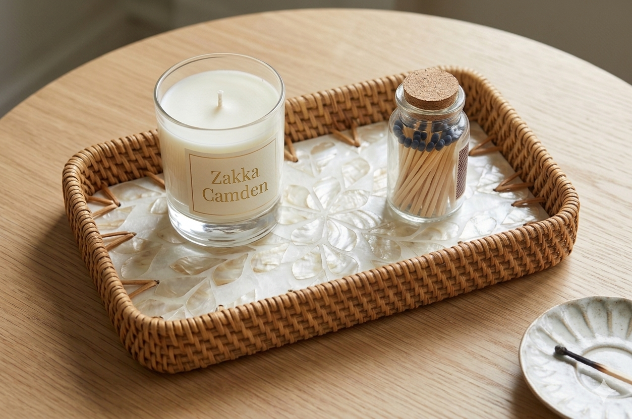 Small Woven Rattan Tray Decorative Organizer 22cm