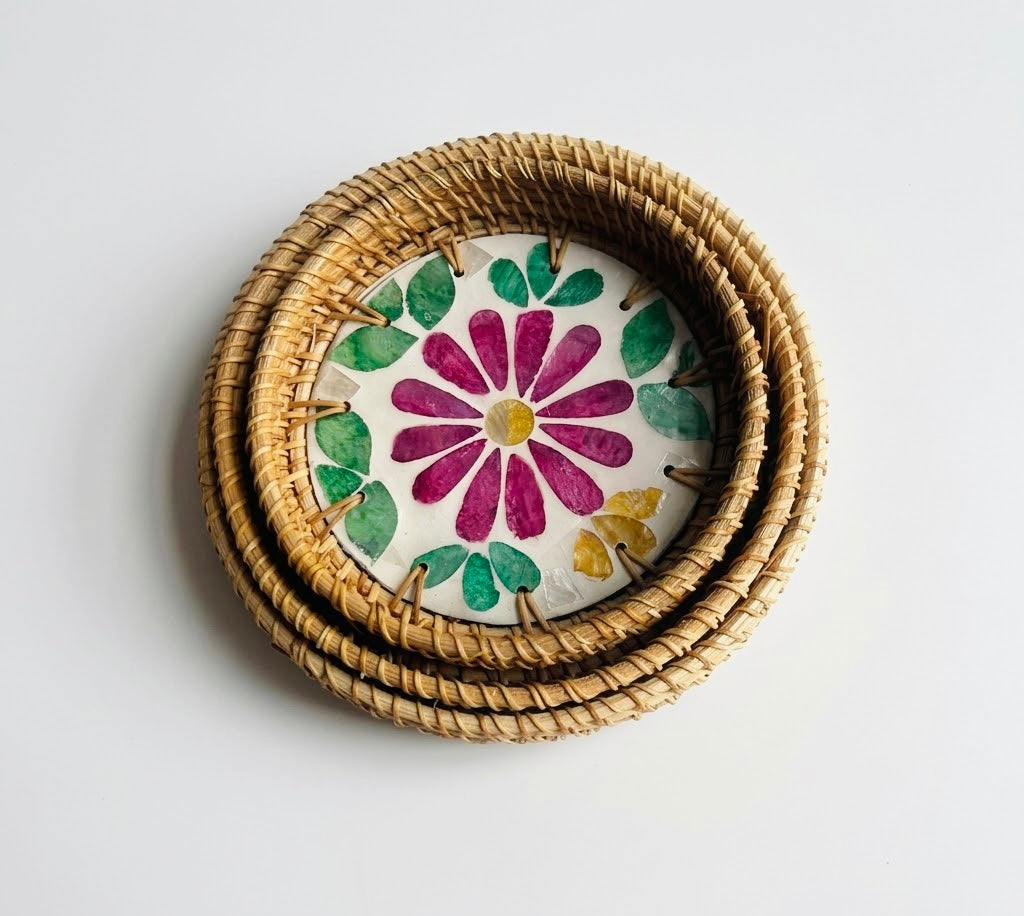 Hand-woven Rattan Trays-Round(3 sizes)