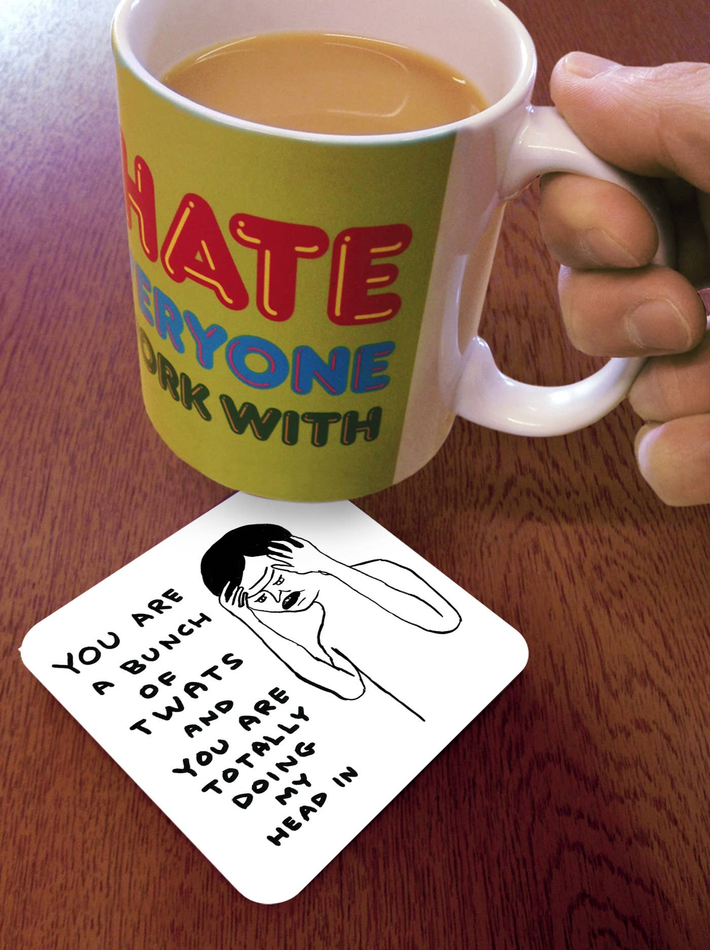 Funny Art Coaster By David Shrigley - Bunch Of Twats