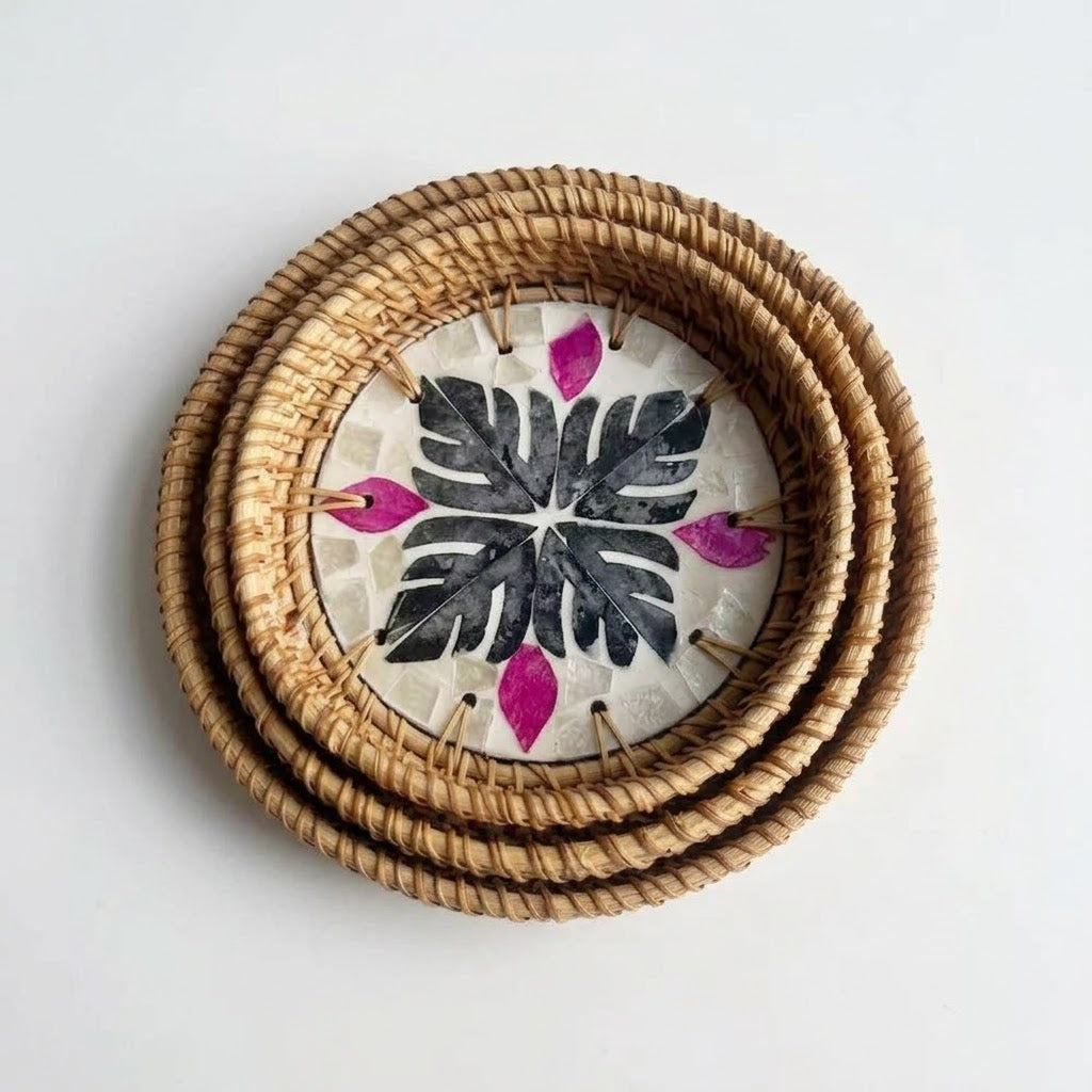 Hand-woven Rattan Trays-Round(3 sizes)