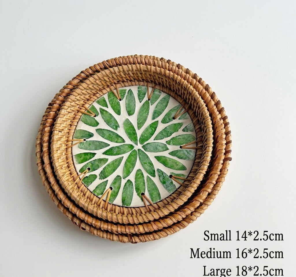 Hand-woven Rattan Trays-Round(3 sizes)