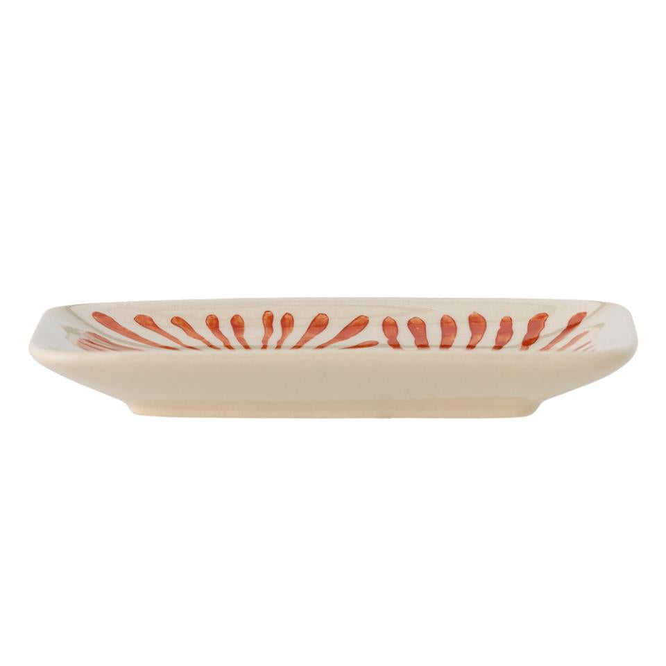 Fauni Plate, Green, Red,Stoneware