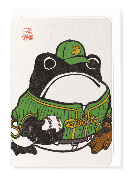 BASEBALL EZEN FROG: Greeting Card