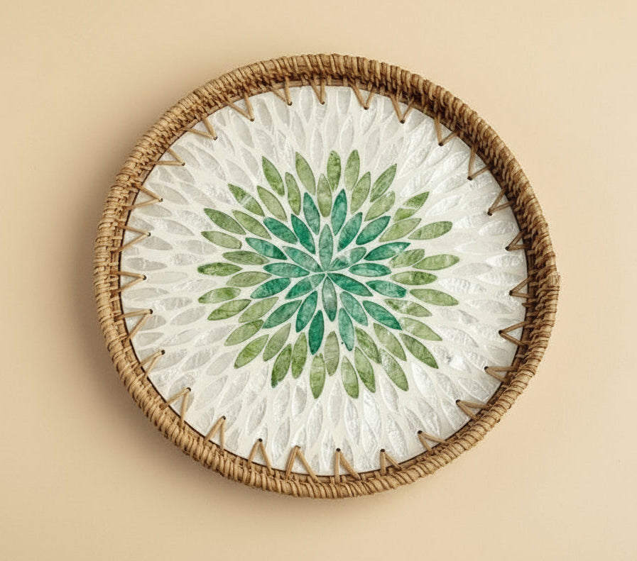 Hand-woven Rattan Trays-Leaf Radiance