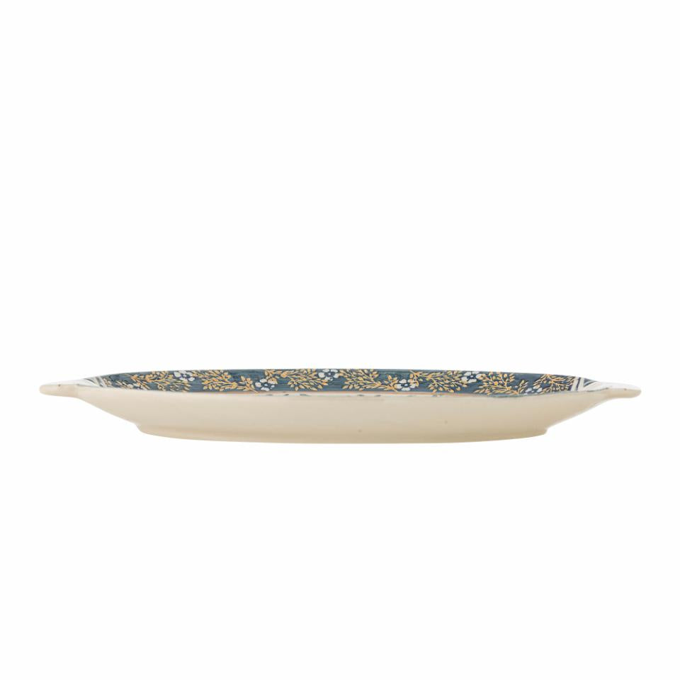 Hezha Serving Tray, Blue, Stoneware