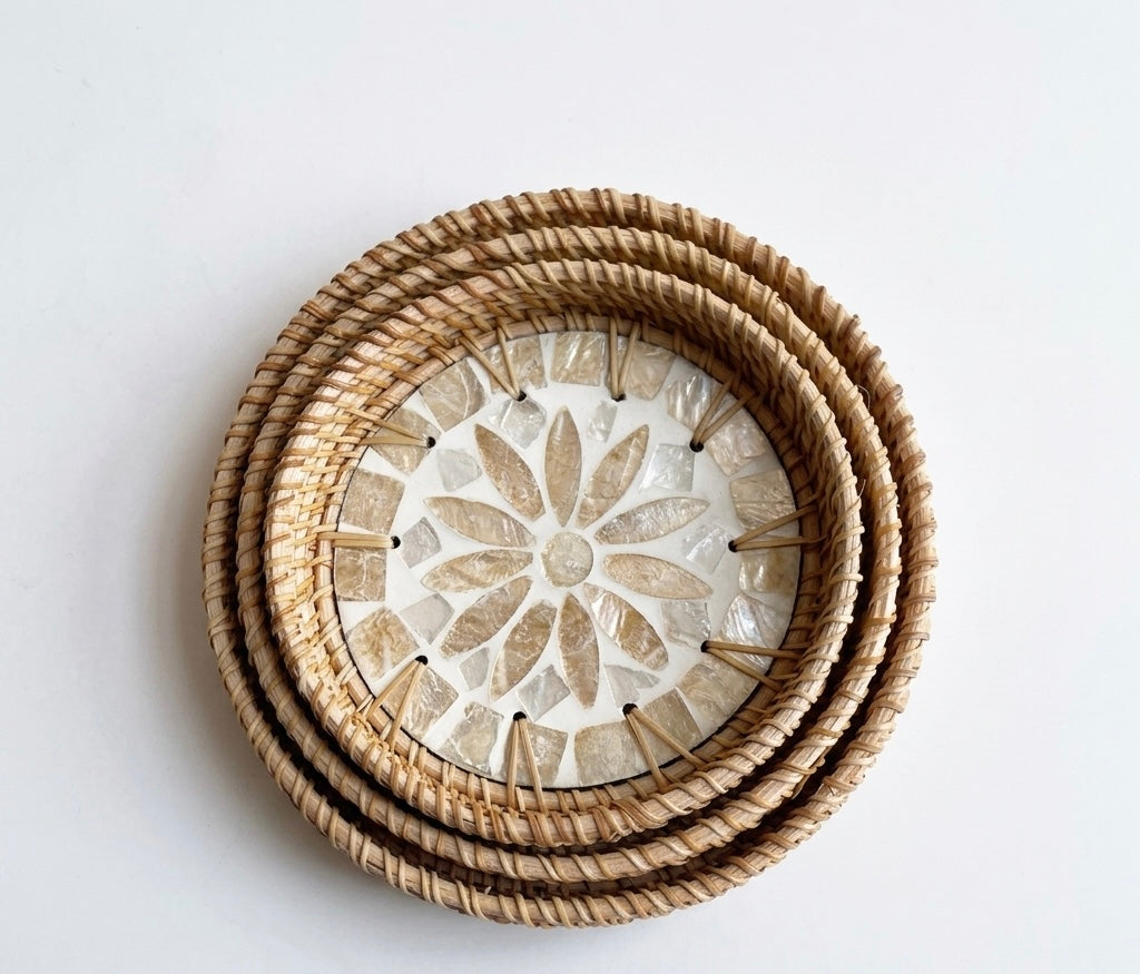 Hand-woven Rattan Trays-Round(3 sizes)