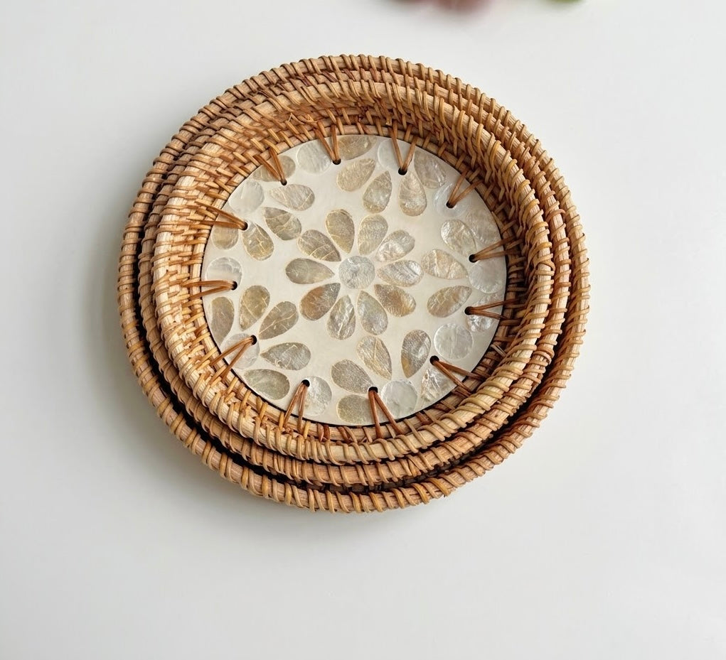 Hand-woven Rattan Trays-Round(3 sizes)