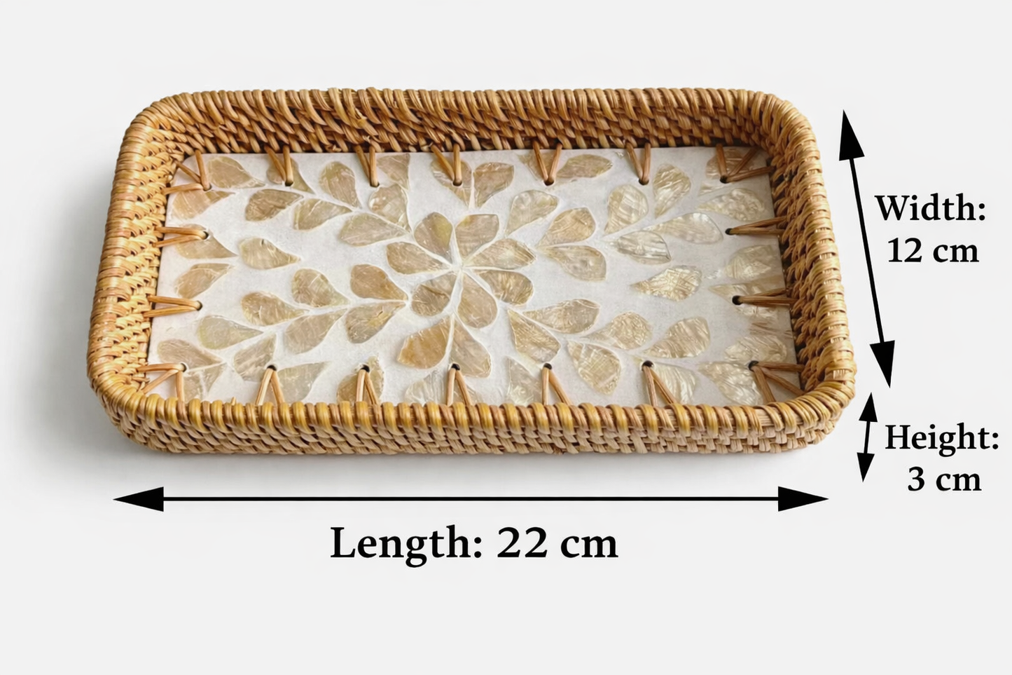 Small Woven Rattan Tray Decorative Organizer 22cm