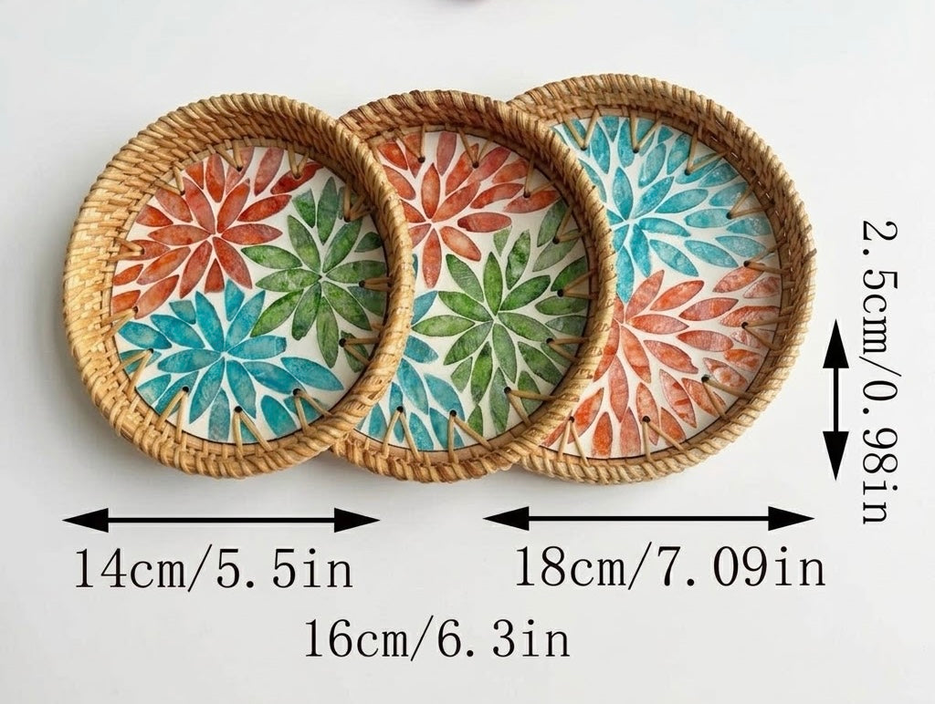 Hand-woven Rattan Trays-Round(3 sizes)