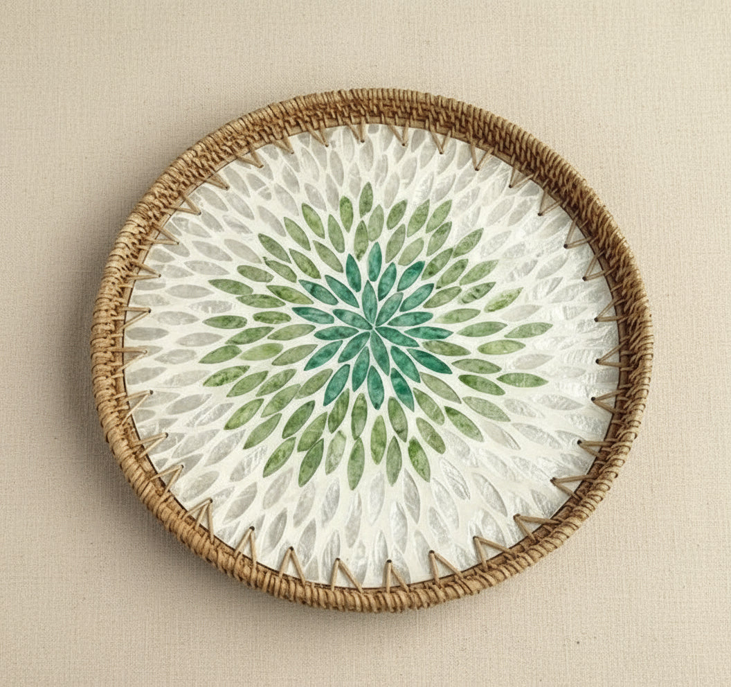Hand-woven Rattan Trays-Leaf Radiance