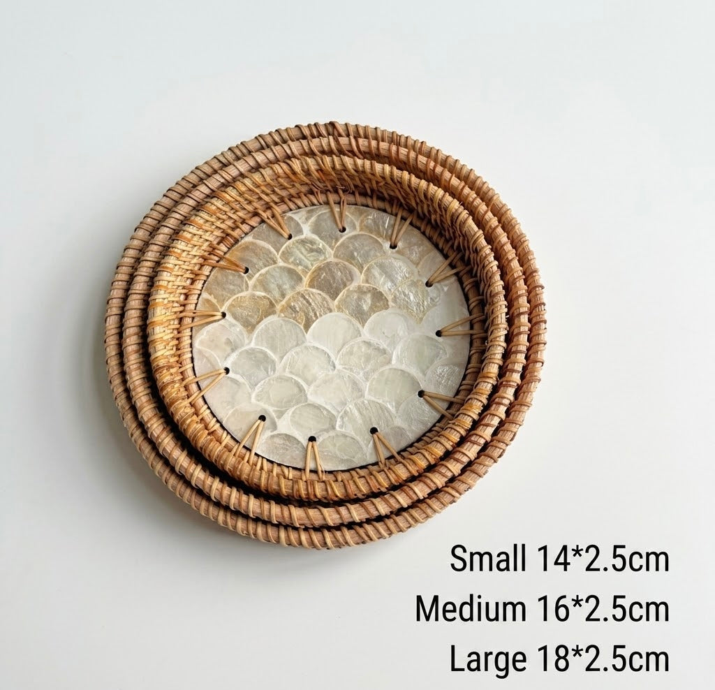 Hand-woven Rattan Trays-Round(3 sizes)