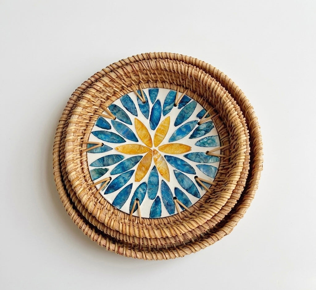 Hand-woven Rattan Trays-Round(3 sizes)