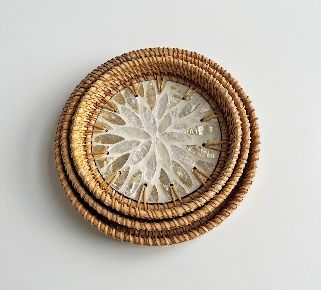 Hand-woven Rattan Trays-Round(3 sizes)