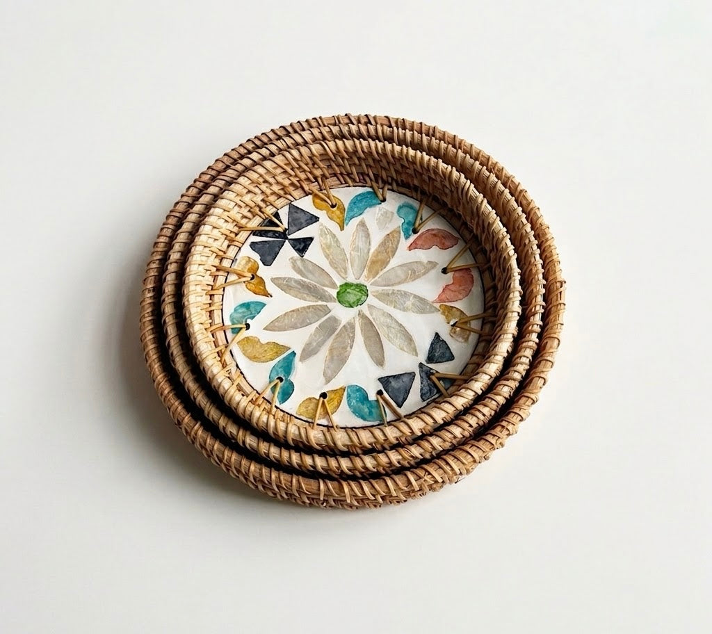 Hand-woven Rattan Trays-Round(3 sizes)