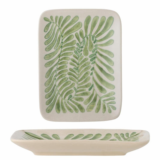 Fauni Plate, Green, Red,Stoneware