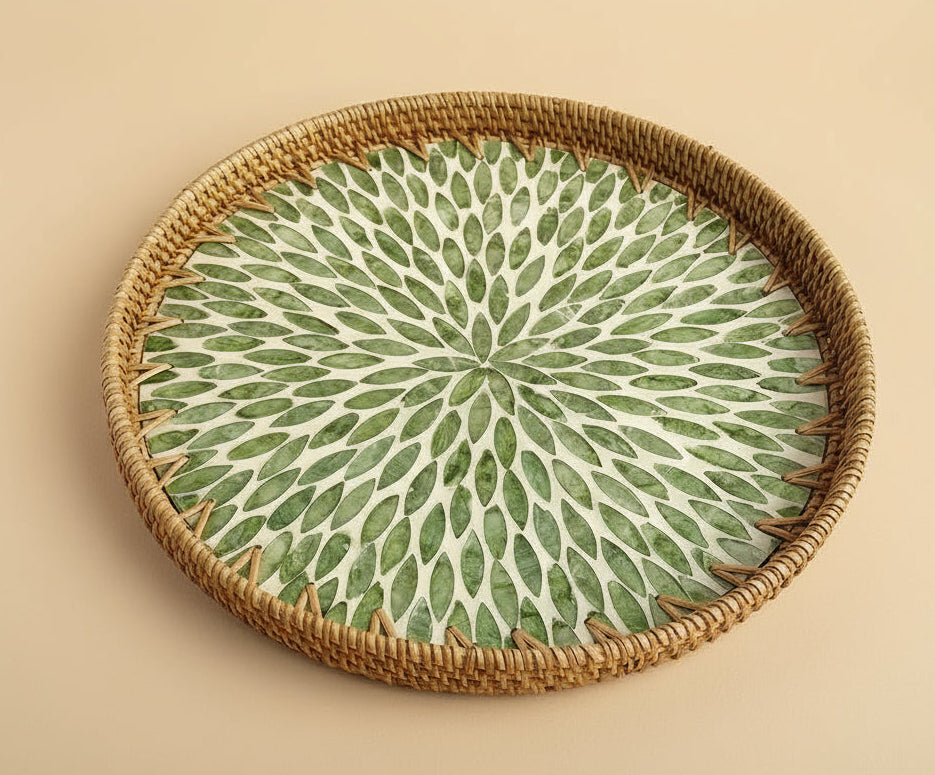 Hand-woven Rattan Trays-Leaf Radiance